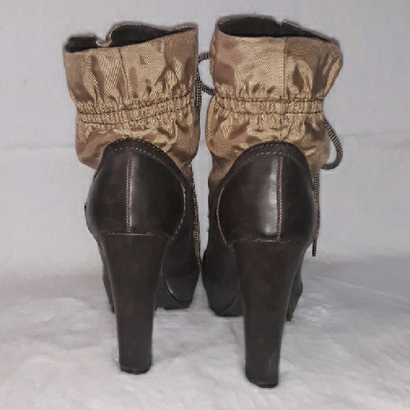 TOZ bown and beige/green women's boots - Picture 3 of 4